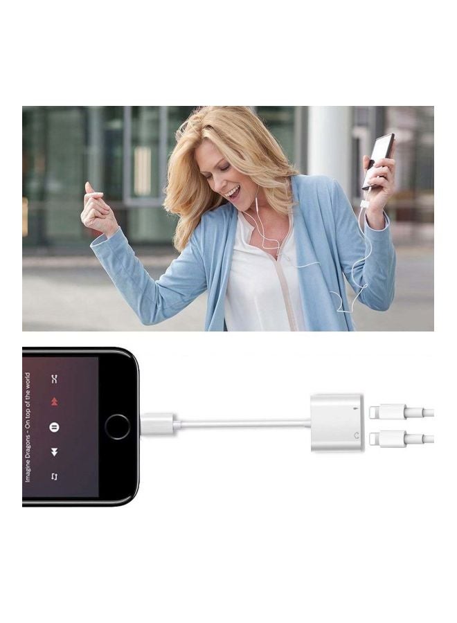 Gocomma - Dual Headphone Jack Adapter Audio Splitter Adapter For Apple iPhone 7/7 Plus/8/8 Plus/X White - Image 1