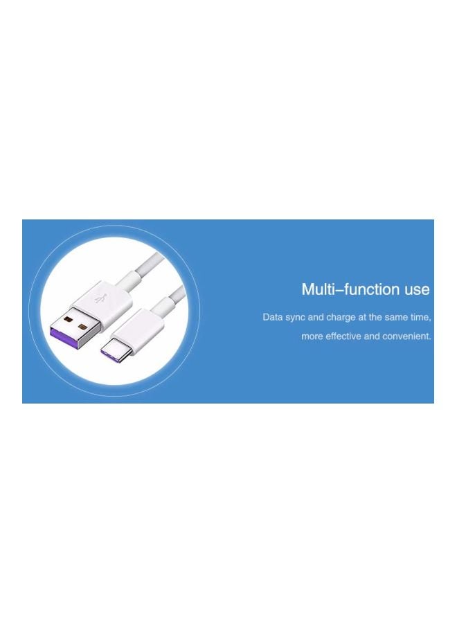 LW - Type-C Fast Charging Data Cable For Huawei P9/Mate 9 Pro/P10/Mate 10/P20 White - Image 1