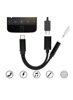 LW 2-In 1 Type- C To 3.5 mm Headphone Audio Cable Black  - Image 4