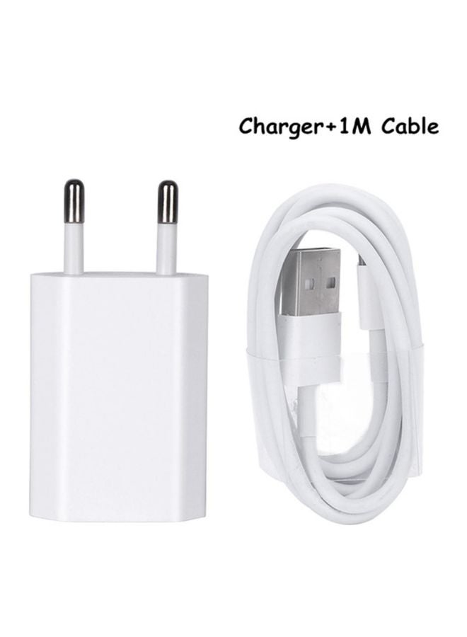 LW - 8 Pin USB Wall Charger And Cable For Apple iPhone/7/6/6s Plus/5/5s/5C/SE White - Image 1