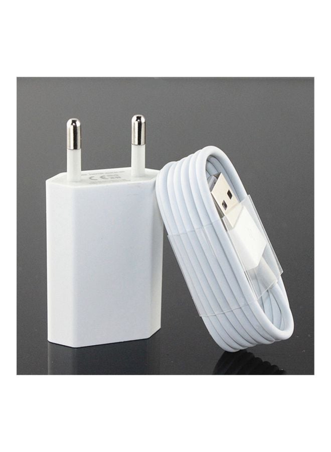 LW - 8 Pin USB Wall Charger And Cable For Apple iPhone/7/6/6s Plus/5/5s/5C/SE White - Image 1