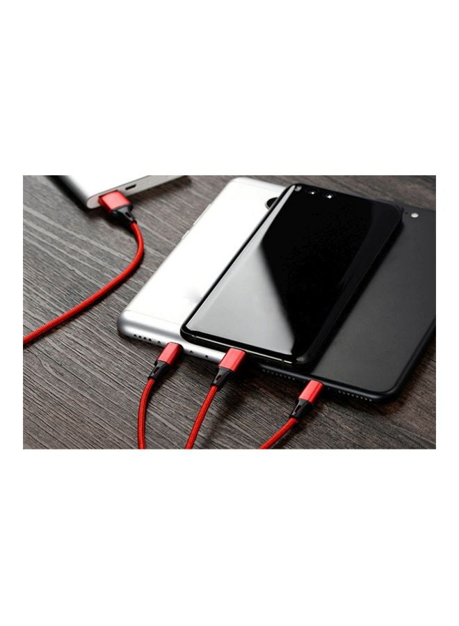 Generic - 3-In-1 Micro USB Type-C And Lightning Data Sync Charging Cable Red - Image 1