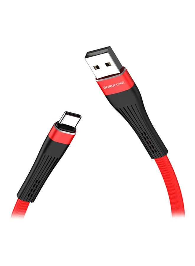 بوروفون كابل شحن ومزامنة بيانات BU4 بمنفذ Type-C أحمر وأسود