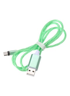 كابل شحن بتصميم 3 في 1 لمزامنة البيانات مزود بإضاءة LED بمنفذ Lightning وMicro USB وType-C l مزود بسدادة الوقاية من الغبار أخضر