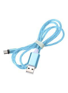 3-In-1 Lightning Micro USB Type-C LED Data Sync Charging Cable With Dust Plug Blue