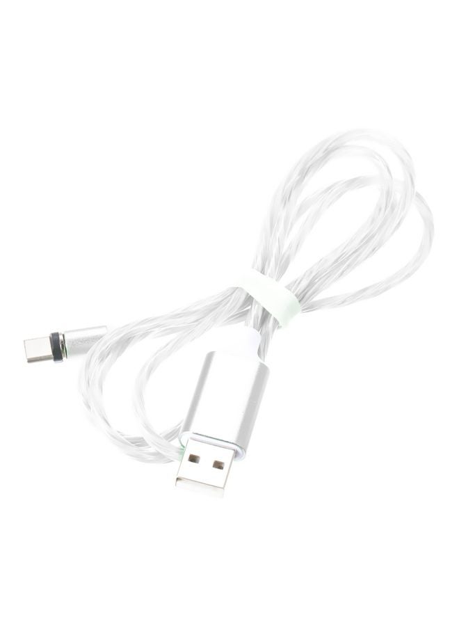 Generic - 3-In-1 Lightning Micro USB Type-C LED Data Sync Charging Cable With Dust Plug Silver/White - Image 1
