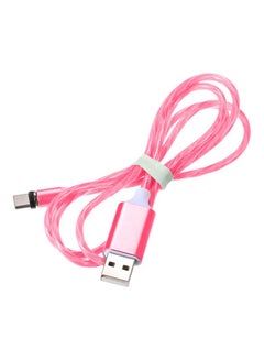 كابل شحن بتصميم 3 في 1 لمزامنة البيانات مزود بإضاءة LED بمنفذ Lightning وMicro USB وType-C l مزود بسدادة الوقاية من الغبار أحمر