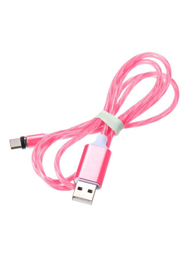 ماركة غير محددة - كابل شحن بتصميم 3 في 1 لمزامنة البيانات مزود بإضاءة LED بمنفذ Lightning وMicro USB وType-C l مزود بسدادة الوقاية من الغبار أحمر - Image 1