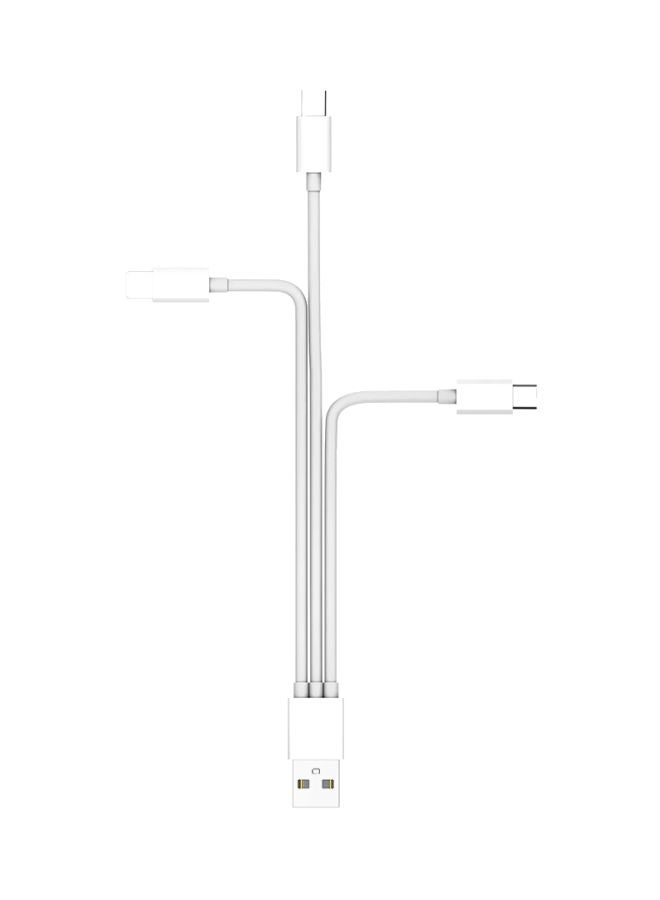 3-In-1 Micro USB Type-C Lightning Data Sync Charging Cable White - Image 1