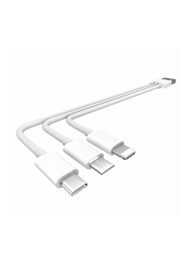 3-In-1 Micro USB Type-C Lightning Data Sync Charging Cable White - Image 2