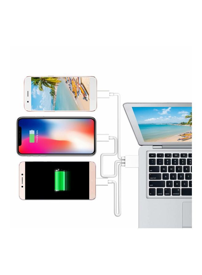 3-In-1 Micro USB Type-C Lightning Data Sync Charging Cable White - Image 3