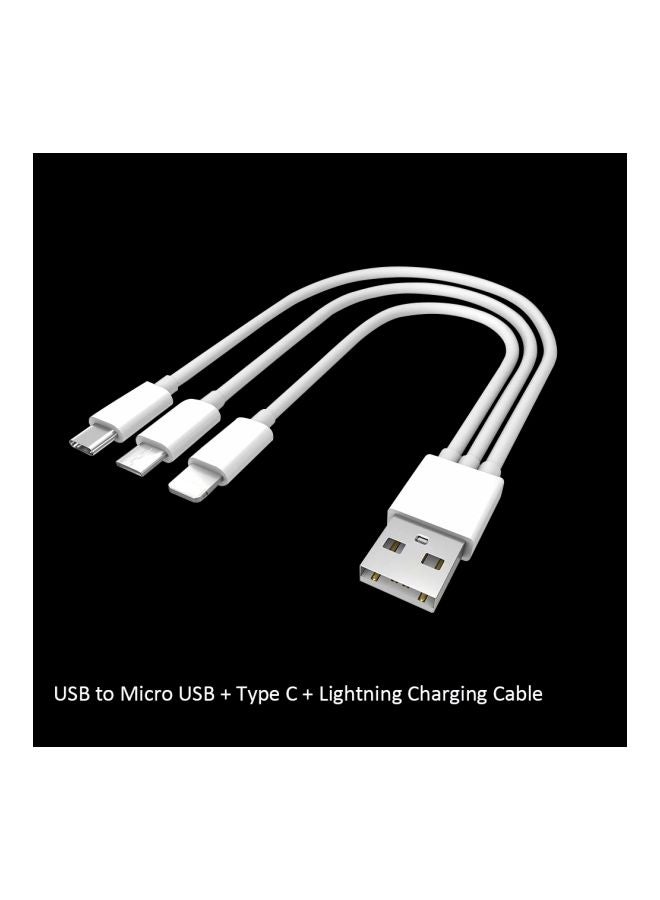 3-In-1 Micro USB Type-C Lightning Data Sync Charging Cable White - Image 4
