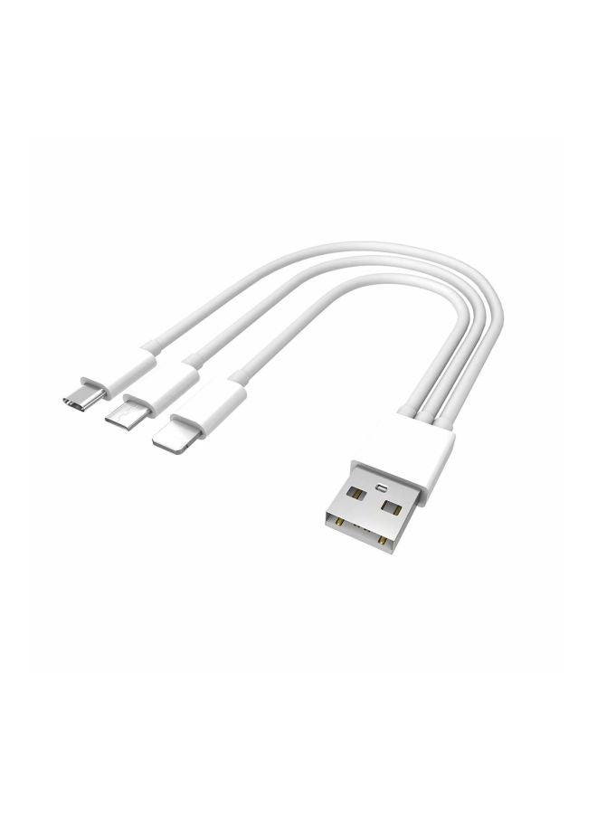 3-In-1 Micro USB Type-C Lightning Data Sync Charging Cable White - Image 5