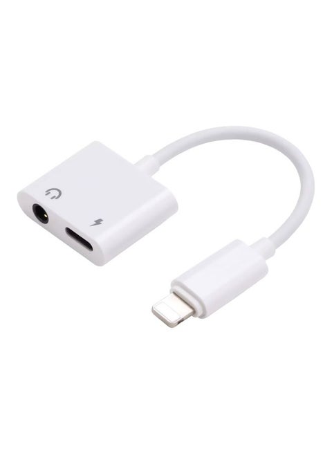 2-In-1 Lightning 3.5mm AUX Charging Adapter For Apple iPhone X/XS/XR/8/7 Plus White
