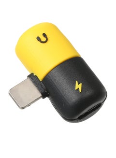 2-In-1 Lightning Audio And Charging Adapter For Apple iPhone 7/7 Plus/8/8 Plus/X Yellow/Black