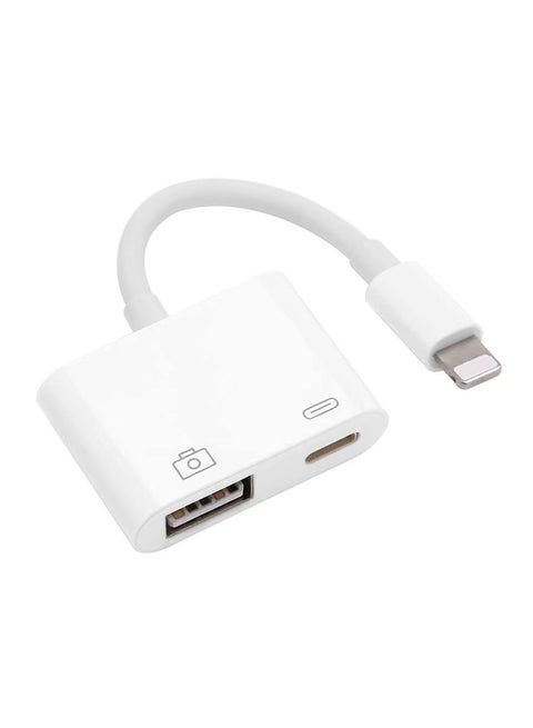 2-In-1 Lightning Audio Converter With OTG Headphone Adapter For Apple iPhone X/7/8 Plus White