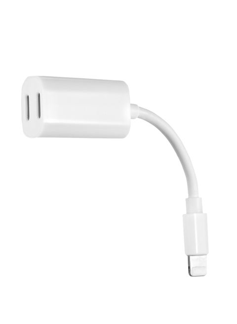 Lightning To Dual Lightning Audio Adapter Charging Cable For Apple iPhone 7/8/X/7 Plus/8 Plus White