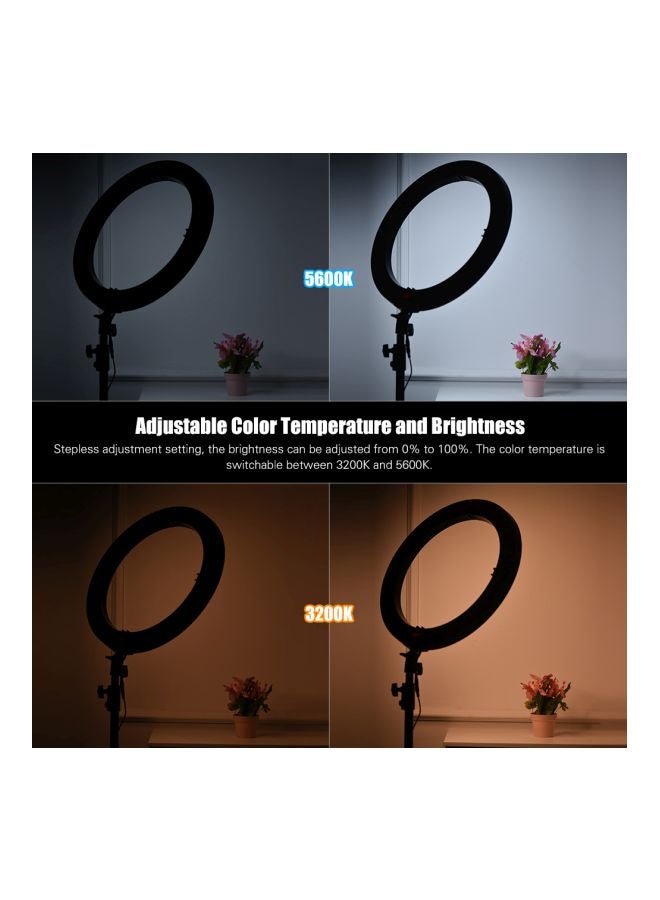 ANDOER Adjustable Brightness Digital Ring Video Light With Phone Holder Black/White - Image 3