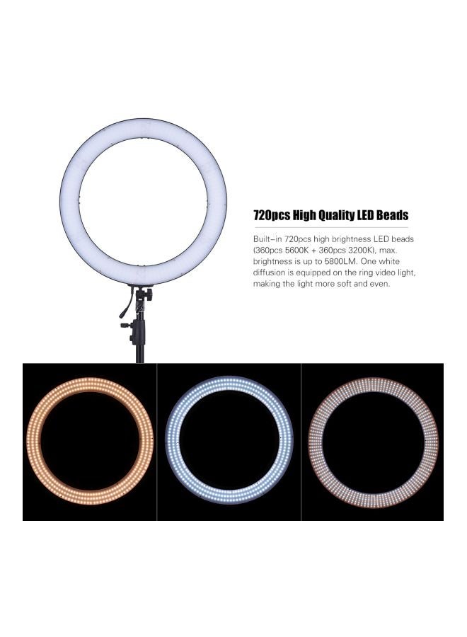 ANDOER Adjustable Brightness Digital Ring Video Light With Phone Holder Black/White - Image 4