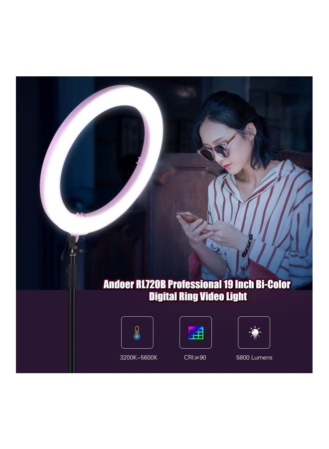 ANDOER Adjustable Brightness Digital Ring Video Light With Phone Holder Black/White - Image 2