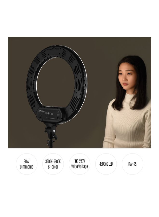 ANDOER Photography LED Video Ring Light With Mirror Phone Holder And Carrying Bag Black/White - Image 2