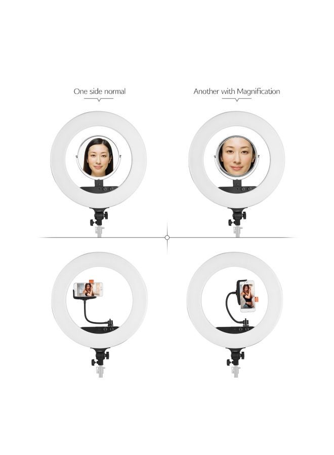 ANDOER Photography LED Video Ring Light With Mirror Phone Holder And Carrying Bag Black/White - Image 4