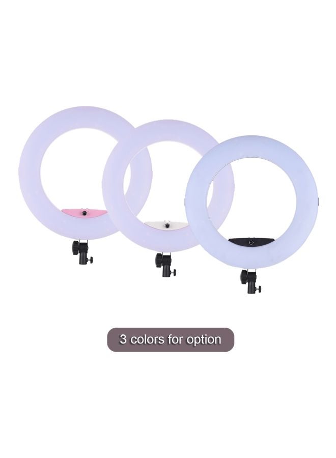 حلقة إضاءة LED لتصوير الفيديو بقياس 17.7 بوصة مع حامل مرآة للهاتف الذكي أبيض - Image 3