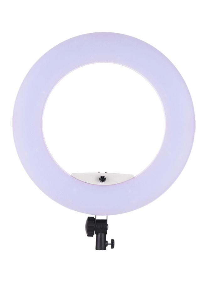 حلقة إضاءة LED لتصوير الفيديو بقياس 17.7 بوصة مع حامل مرآة للهاتف الذكي أبيض - Image 4