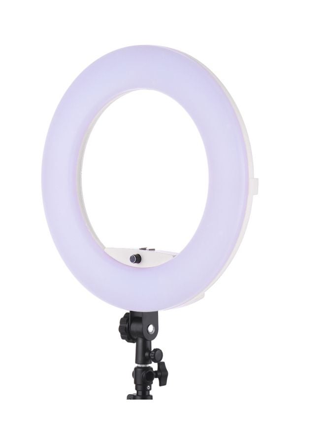 حلقة إضاءة LED لتصوير الفيديو بقياس 17.7 بوصة مع حامل مرآة للهاتف الذكي أبيض - Image 5