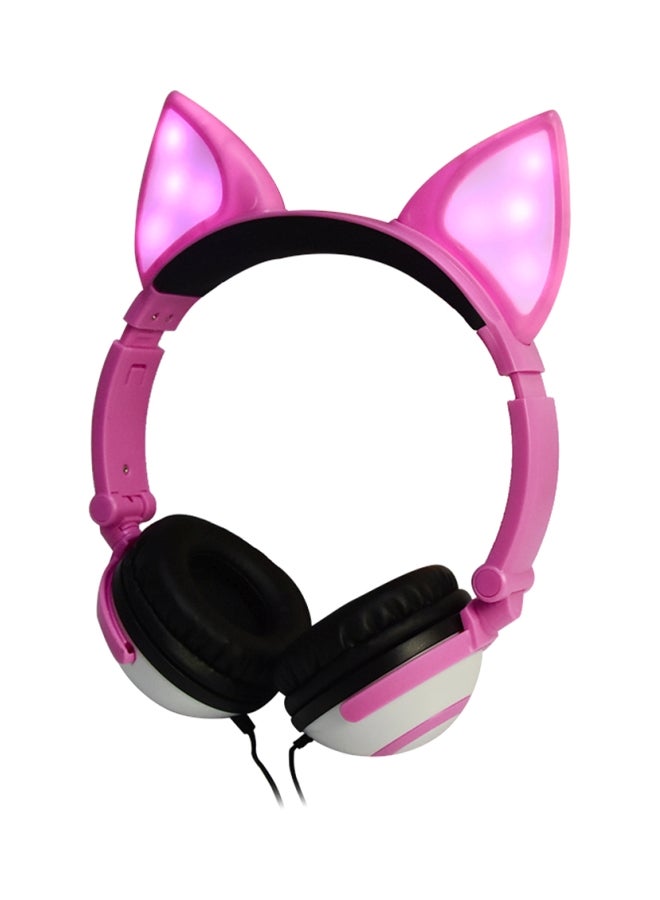Foldable Wired Over-Ear Headphones Pink/Black/White - Image 1