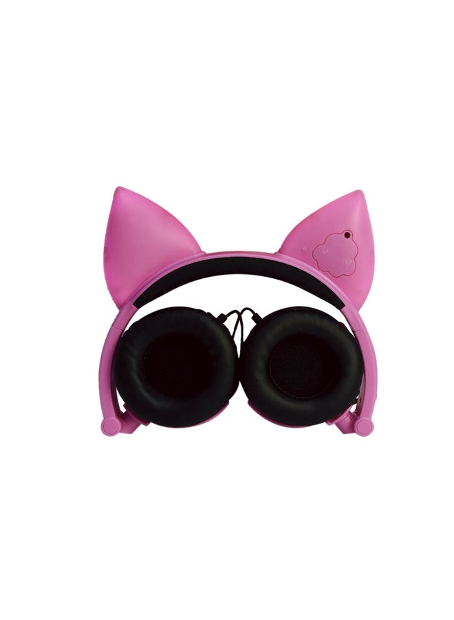Foldable Wired Over-Ear Headphones Pink/Black/White - Image 3