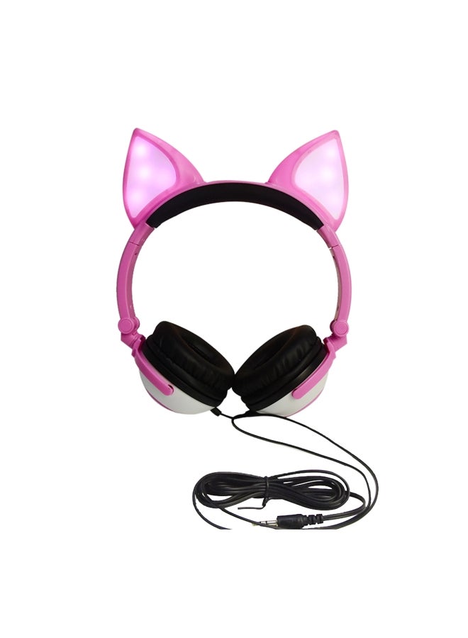 Foldable Wired Over-Ear Headphones Pink/Black/White - Image 4
