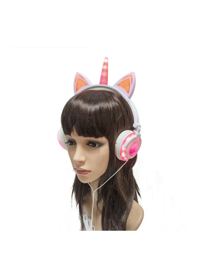 Foldable Wired Over-Ear Headphones White/Pink - Image 5