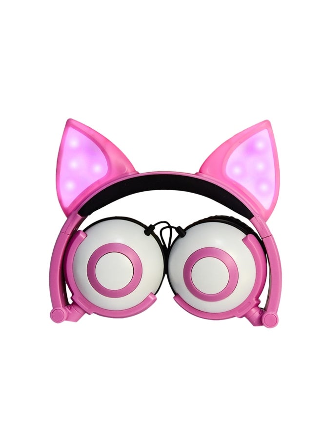 Foldable Wired Over-Ear Headphones Pink/Black/White - Image 2