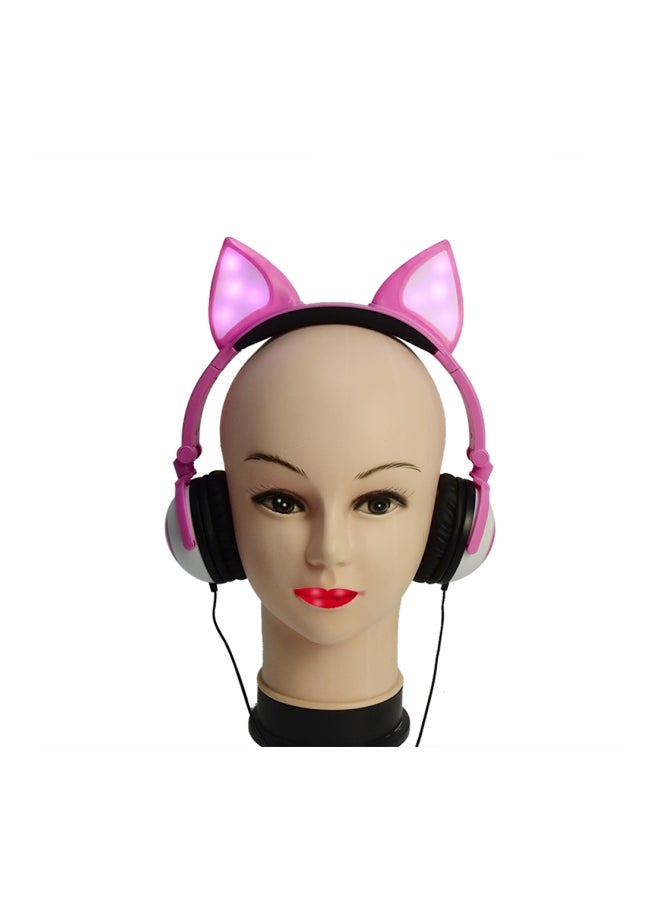 Foldable Wired Over-Ear Headphones Pink/Black/White - Image 5