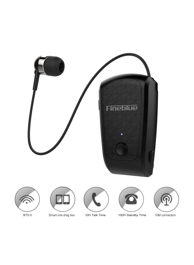 Fineblue Clip-On Bluetooth In-Ear Retractable Earphone Black - Image 2