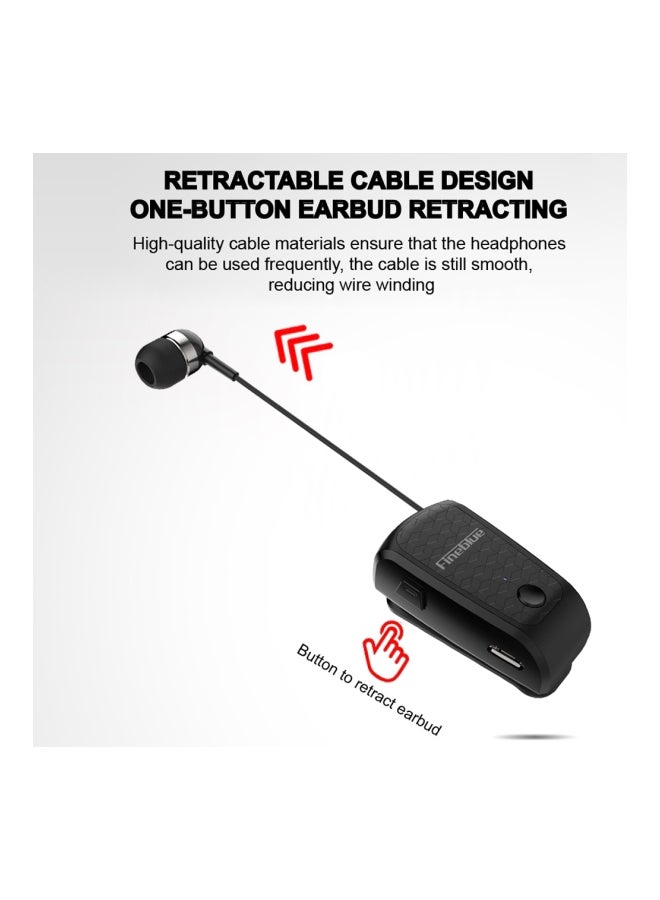 Fineblue Clip-On Bluetooth In-Ear Retractable Earphone Black - Image 3