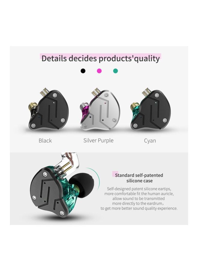 KZ ZSN Wired In-Ear Headphones With Mic Black/Green/White - Image 4