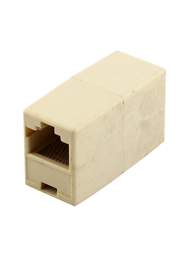 uxcell RJ45 Female Internet Network Inline Cable Coupler  Adapter Beige - Image 1