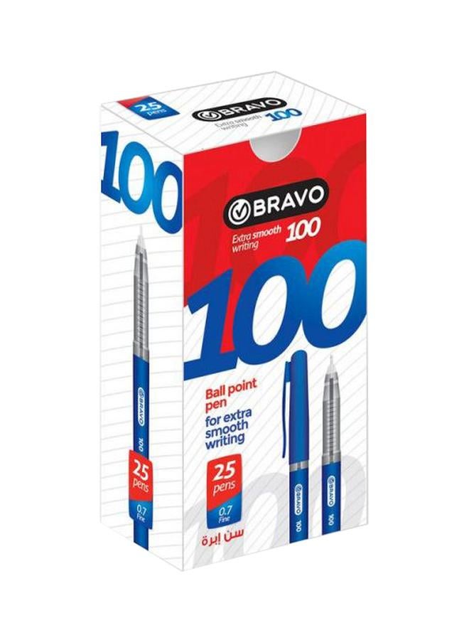 قلم حبر برأس كروي من 25 قطعة أزرق