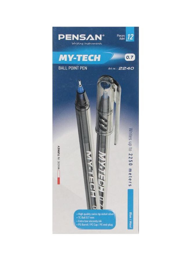 بينسان طقم أقلام حبر جاف برأس كروي من 12 قطعة أزرق - Image 2