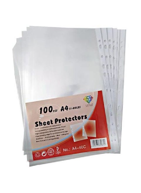 100-Piece A4 Sheet Protector Set Clear