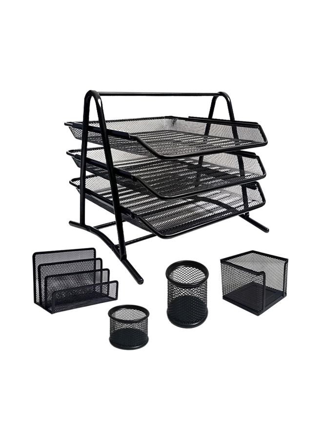 5-Piece 3-Tier Documents Tray Set Black - Image 1
