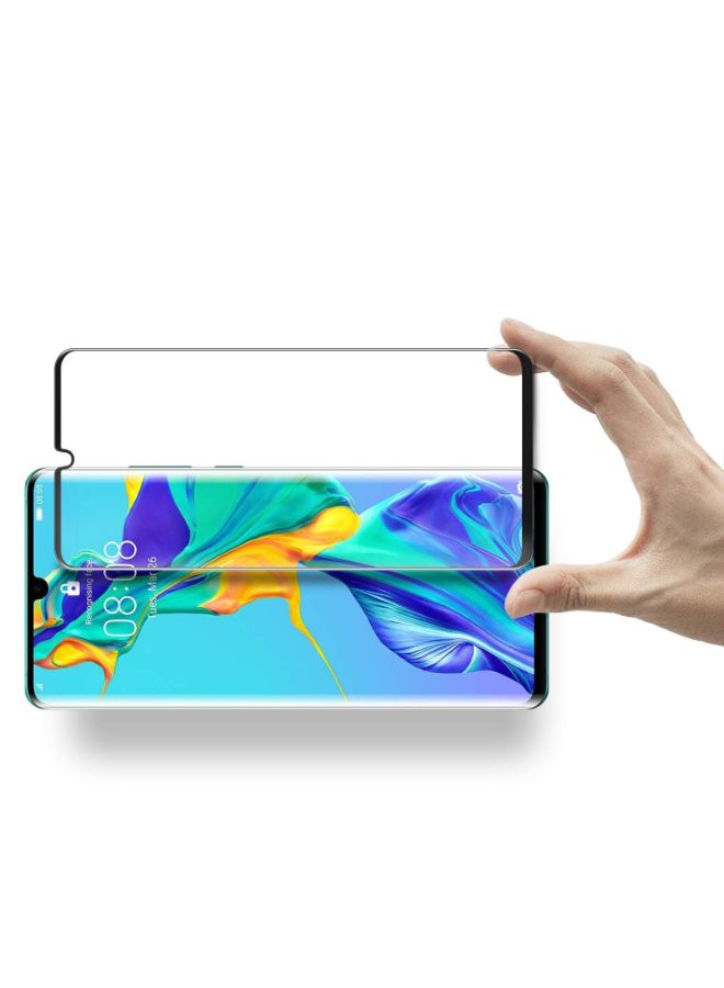 Muzz 3D Curved Full Covered Tempered Glass Screen Protector For Huawei P30 Pro Clear/Black - Image 4