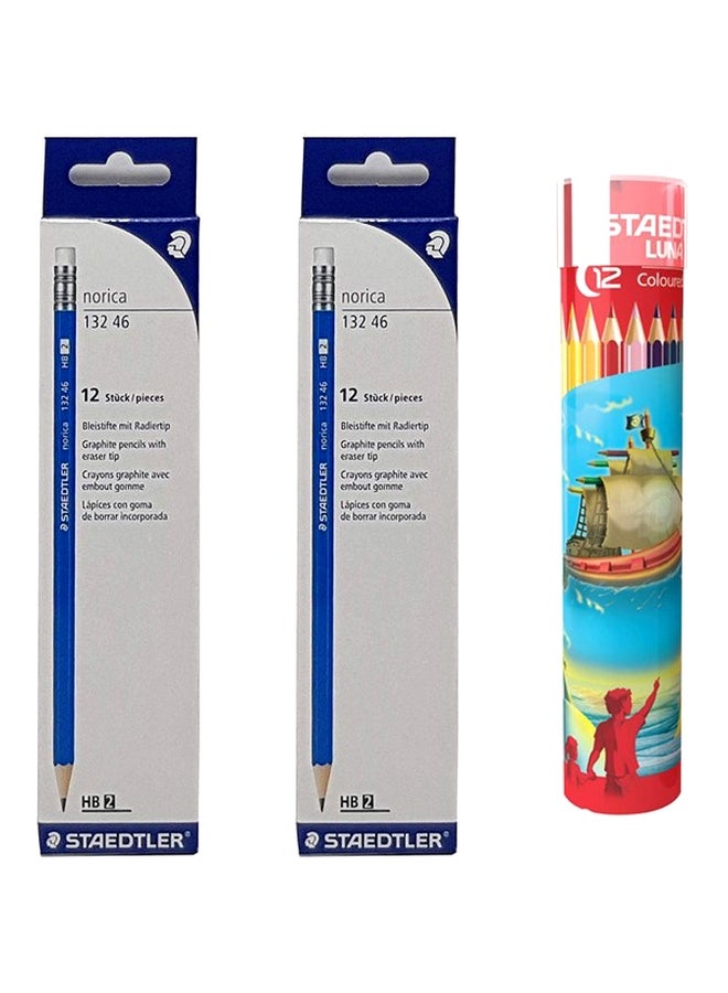 STAEDTLER Norica 132 46 Pencils And Luna Coloured Pencil Set Blue/Pink/Yellow