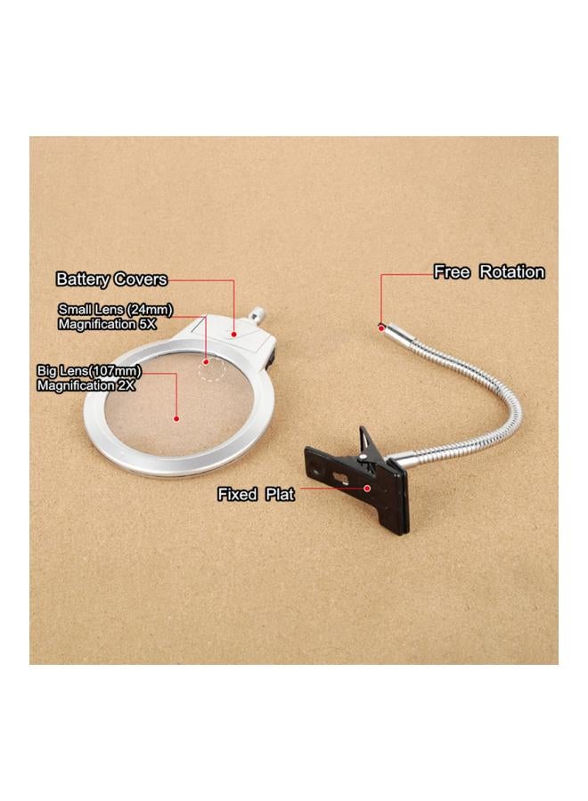 Generic LED Magnifying Glass Desk Lamp Silver - Image 2