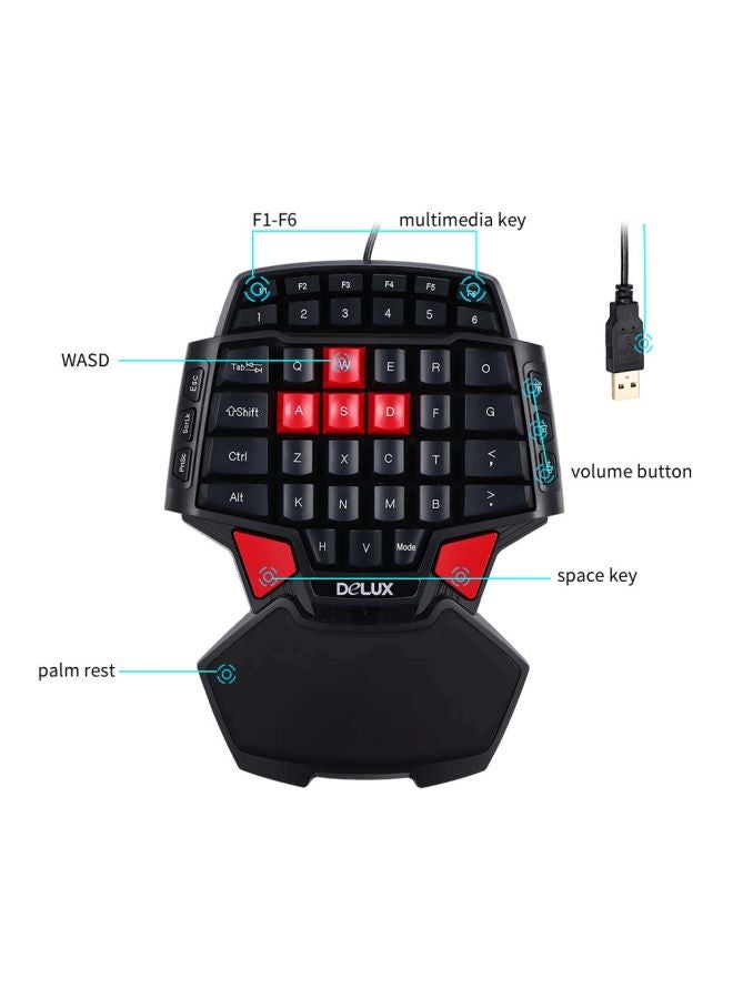 DELUX Single-Handed Wired Gaming Keyboard - Image 3