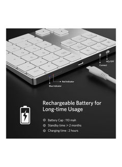 Generic Wireless Numeric Keyboard Silver/White  - Image 5