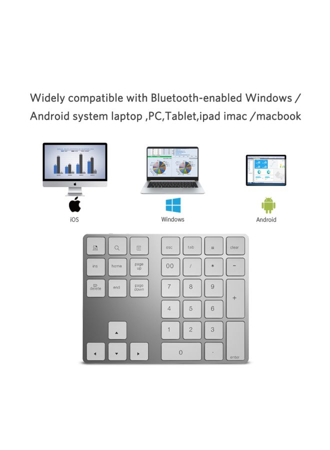 Generic - Wireless Numeric Keyboard Silver/White - Image 1