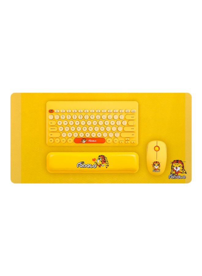 FD Wireless Keyboard With Mouse Set Yellow - Image 1